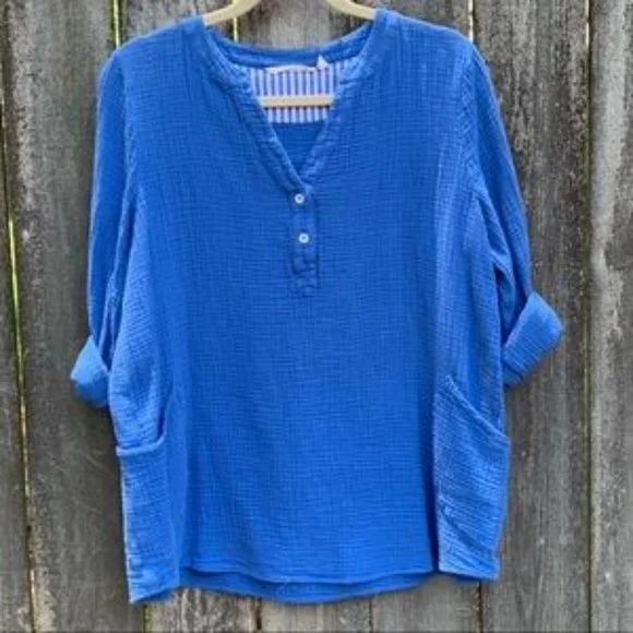 Soft Surroundings Santorini Blue Gauze Tunic - Picture 2 of 8